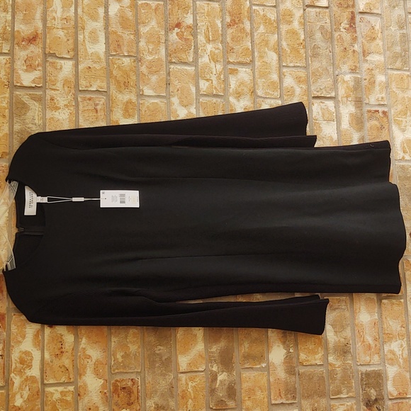 Derek Lam - Black Bell Sleeve Dress W/ Ribbed Knit Accents - Picture 4 of 8